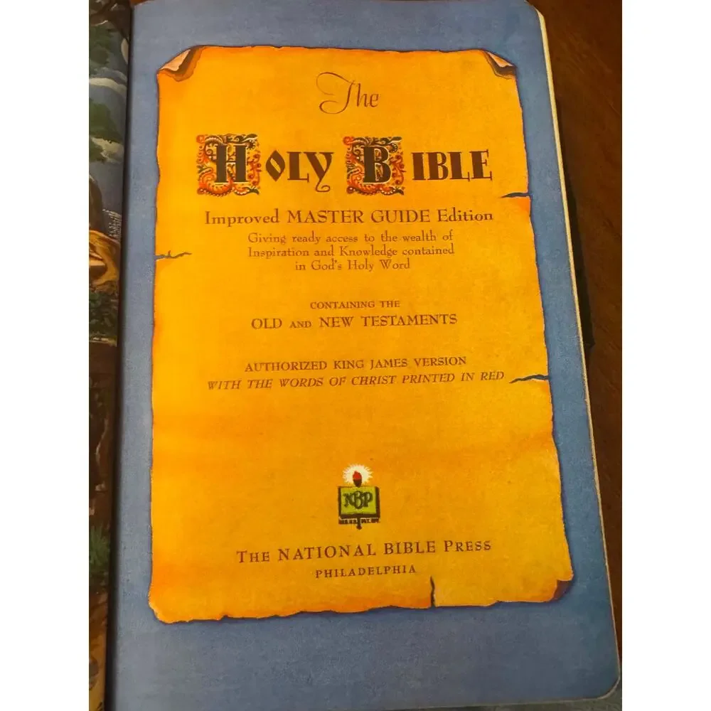 Vintage Genuine Leather Holy Bible KJV Master Guide Red Letter Thumb Index 1945
